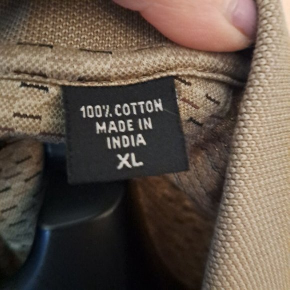 Izod Shirt Mens XL Golf Polo XFG Cotton Cool-FX Tan Brown Print Short Sleeves - Picture 6 of 12